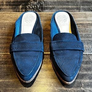 Vince Camuto Navy Blue Leather Mule Size 6.5